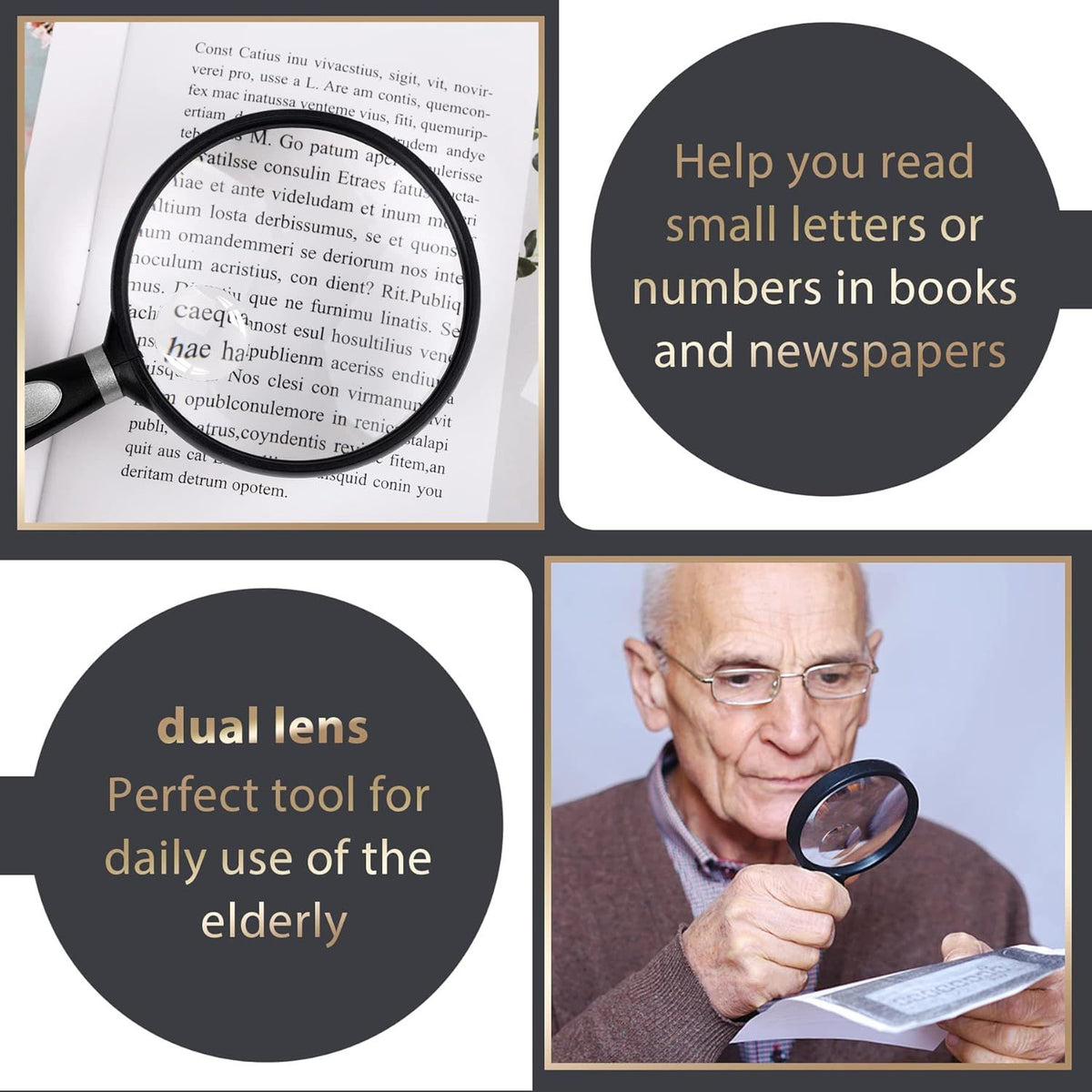 Handheld Glass Magnifier 75 mm with Non-Slip Handle – 3x