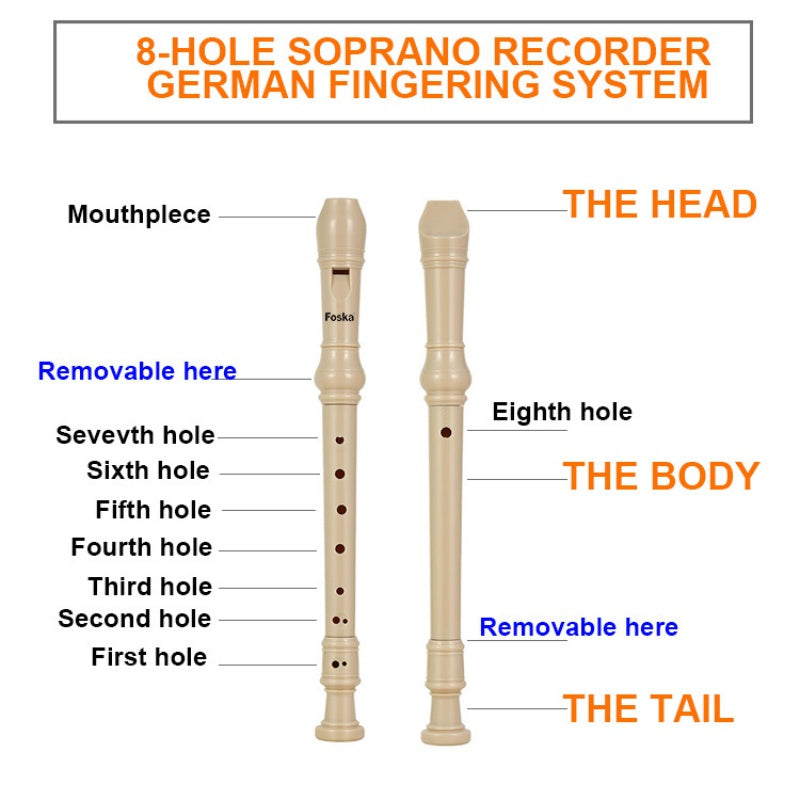 German Style 8-Hole Kids Recorder with Cleaning Stick