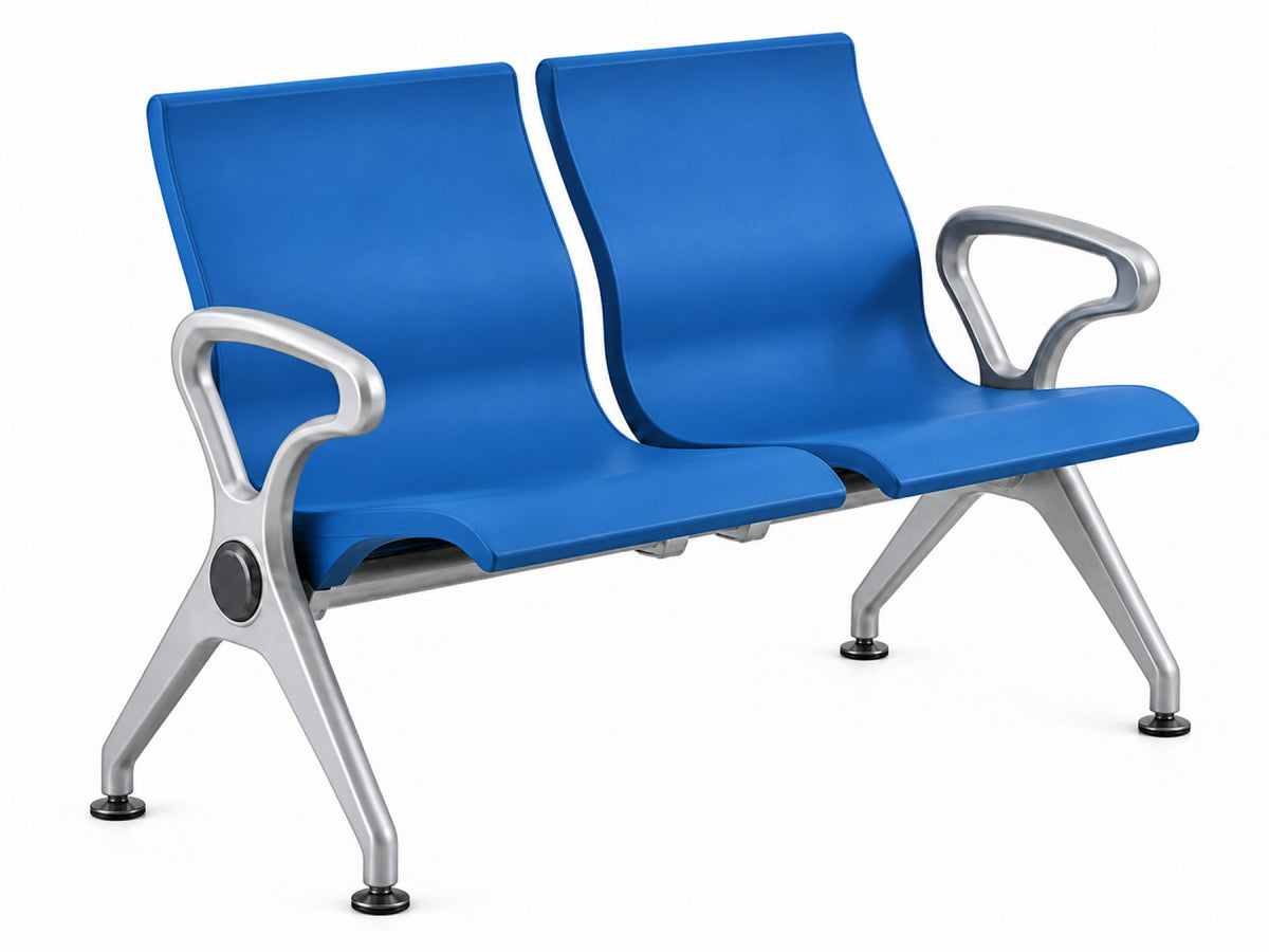Embassy 2 Seater - PU Waiting Chair - Blue Angle View - Office R Us