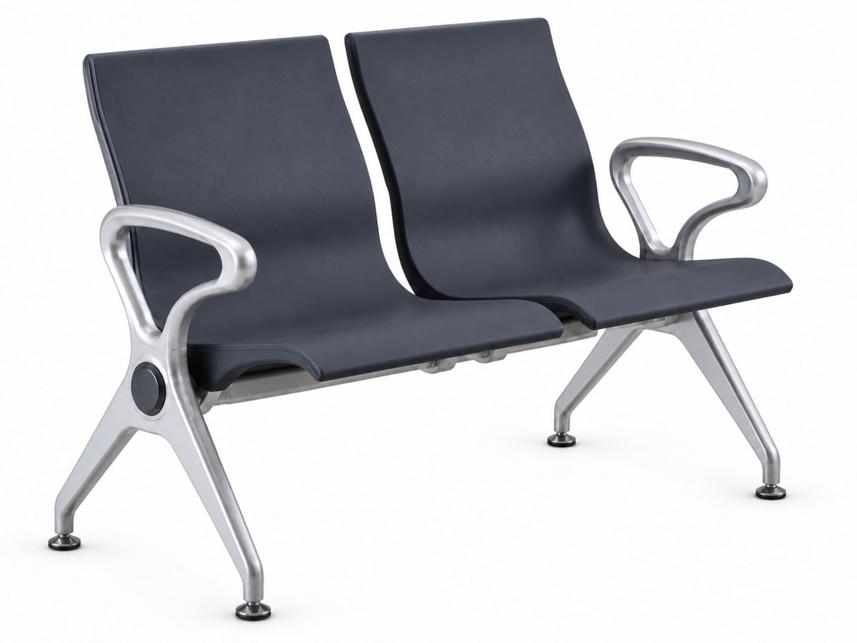 Embassy 2 Seater - PU Waiting Chair - Grey Angle View - Office R Us