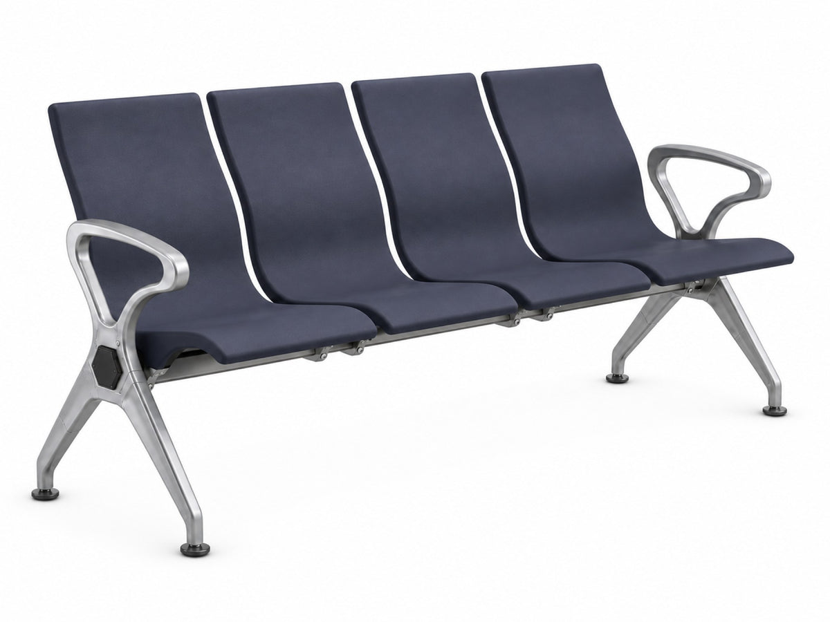 Embassy 4 Seater - PU Waiting Chair - Grey Angle View - Office R Us