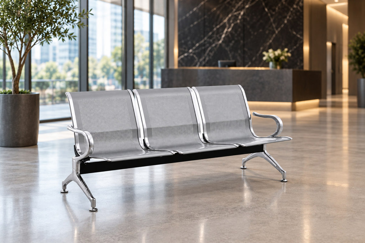 Gateway 3 Seater - Chrome Waiting Chair - Silver Lifestyle - Office R Us