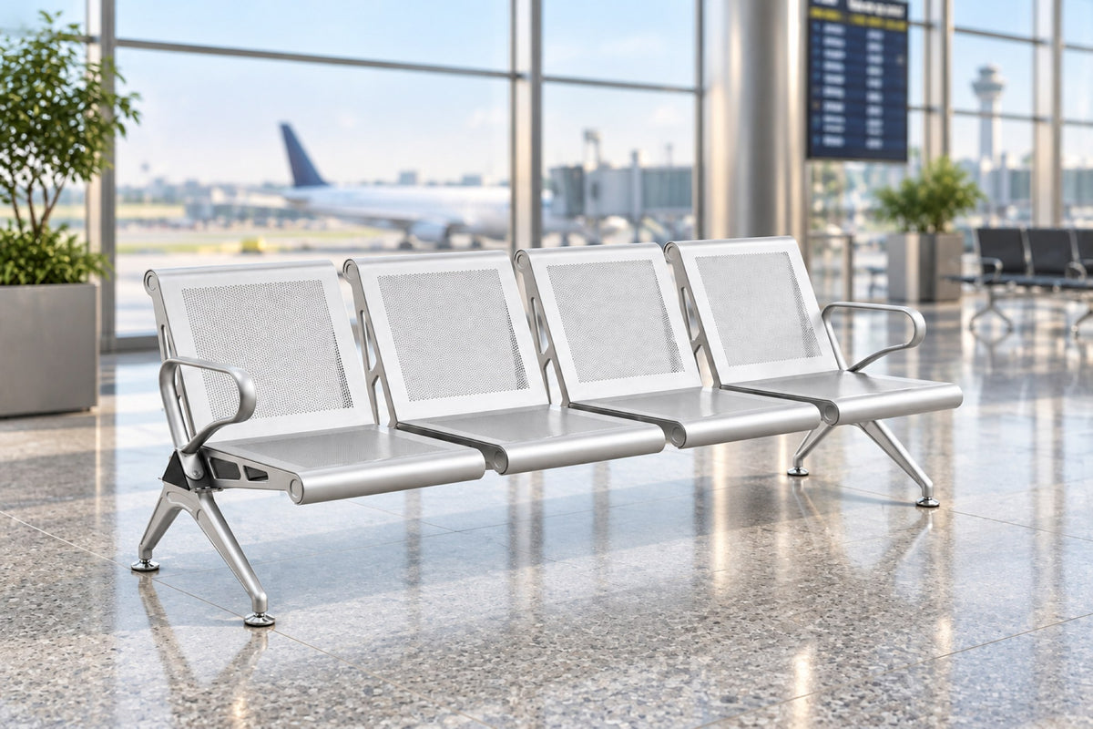 Transit 4 Seater - Steel Waiting Chair - Silver Lifestyle - Office R Us