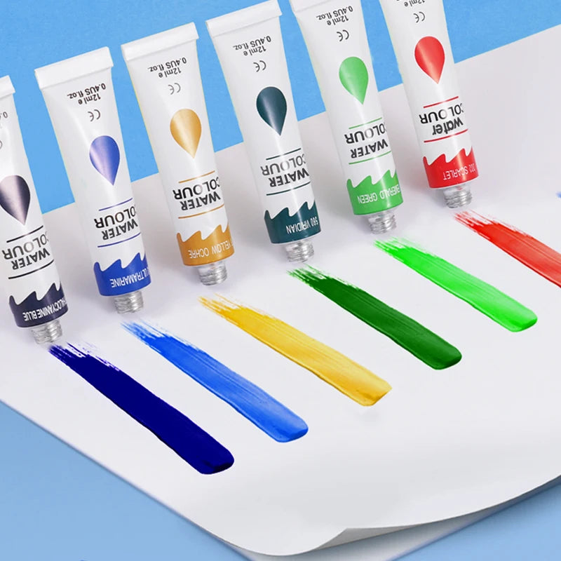 Non-Toxic Watercolor Paint Set – 12 Colors, 12ml Each
