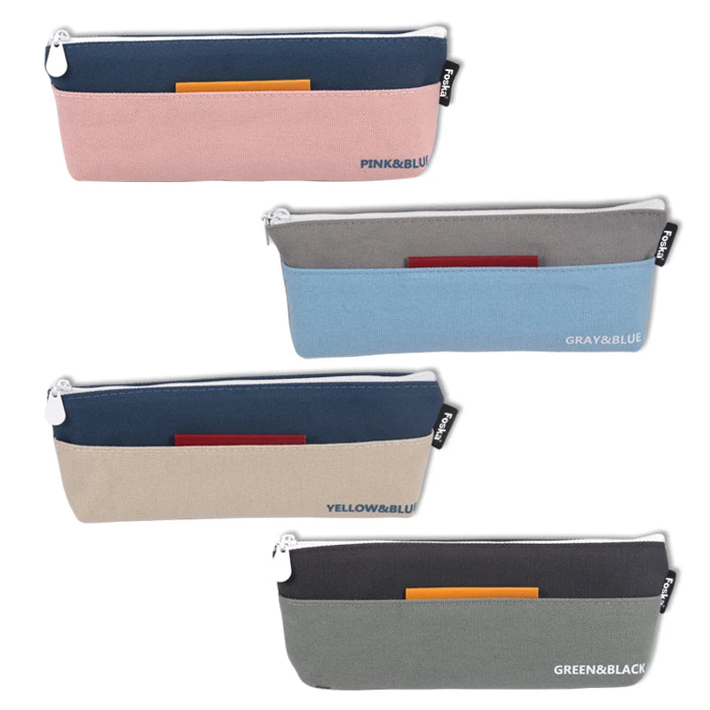 Canvas Fabric Student Pencil Case with Zipper