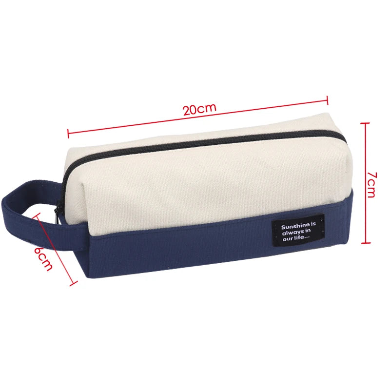 Canvas Large Capacity Pencil Bag with Zipper