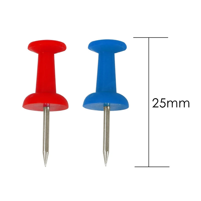 Plastic Head Steel Push Pins 25mm – Box of 30