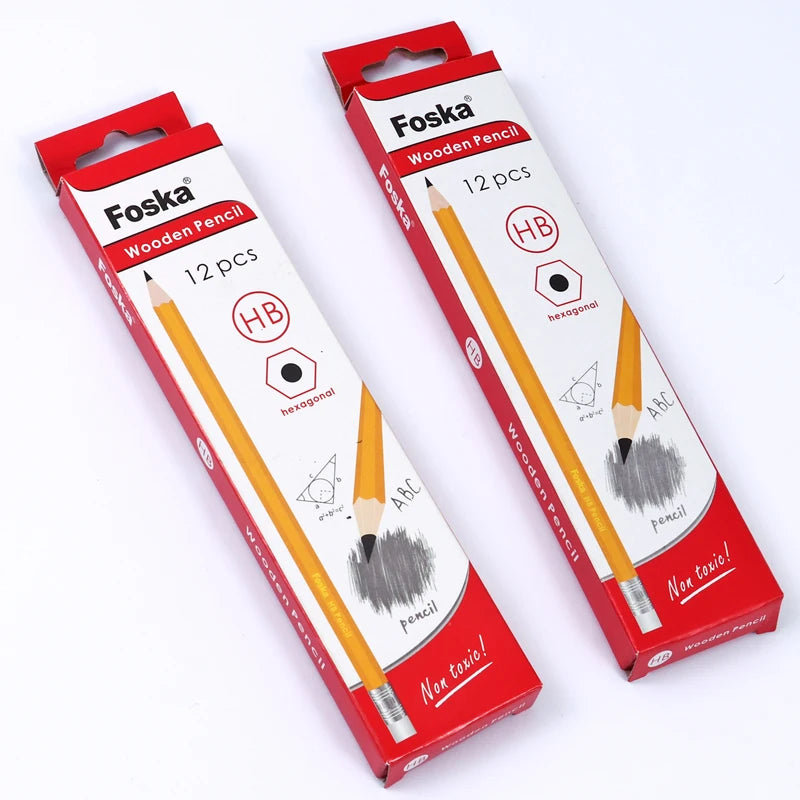 Yellow Natural Wood HB Pencils with Eraser 7" – Box of 12