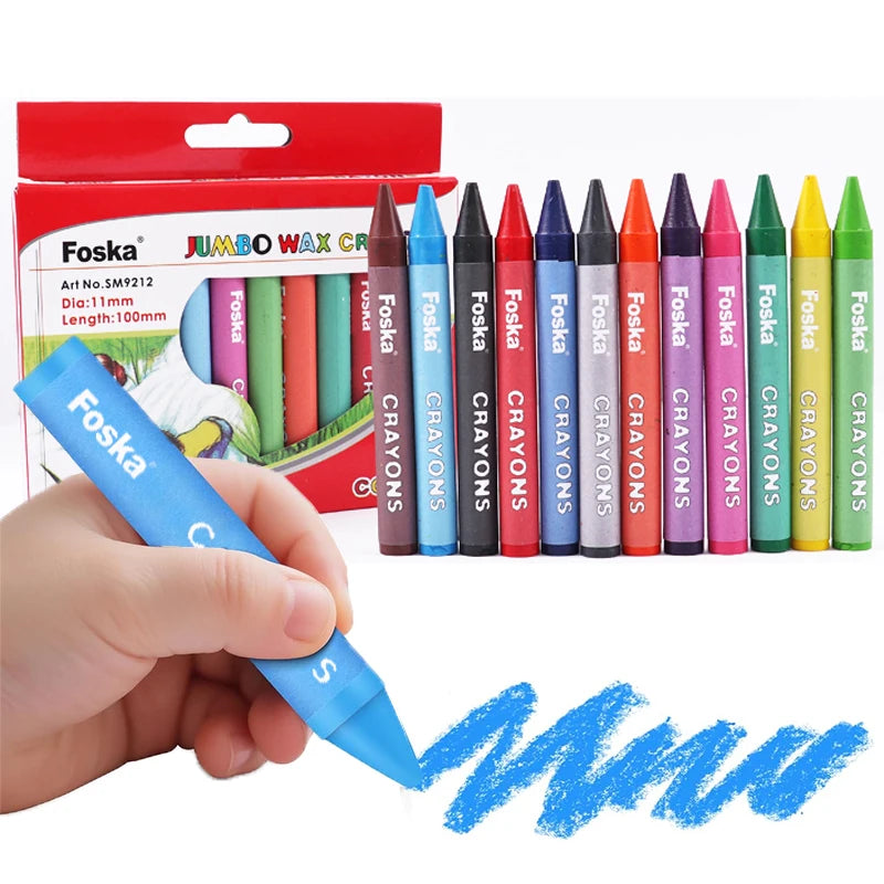 Silky Jumbo Wax Crayons Non-Toxic – Set of 12