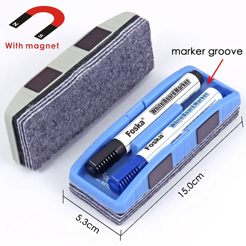 Whiteboard Eraser with Pen Holder – 2 Pen Slots