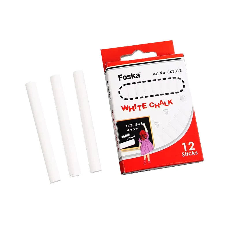 Dustless White Blackboard Chalk – Box of 12