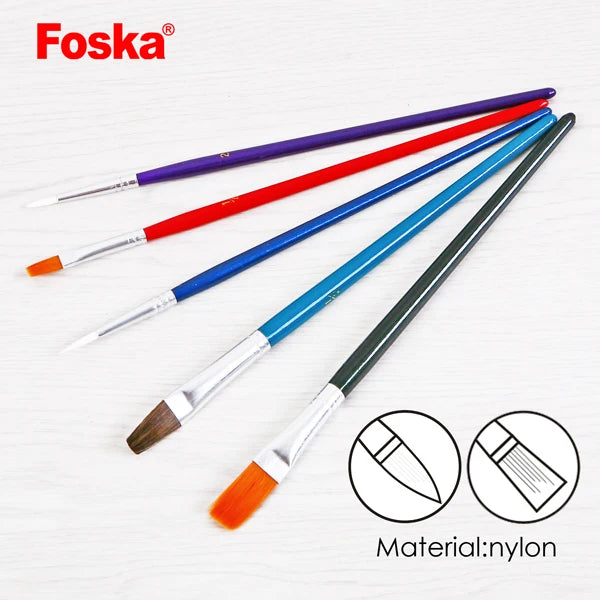 Flat Nylon Artist Paint Brush Set – 5 Pieces