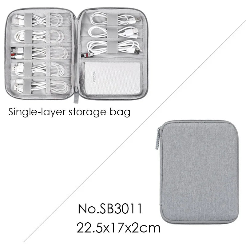 Polyester Electronics Organizer Travel Case with Handle