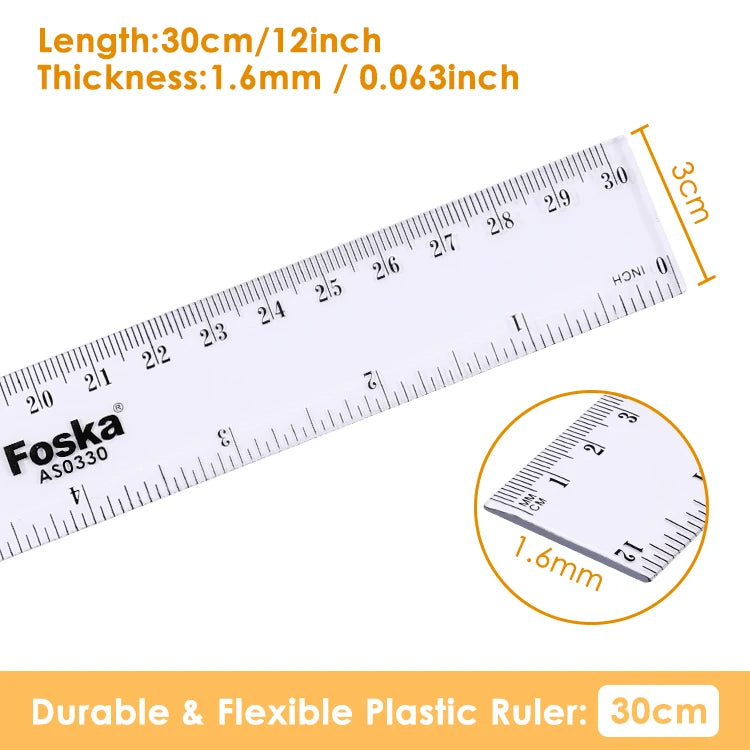 Clear PVC Straight Ruler 30cm