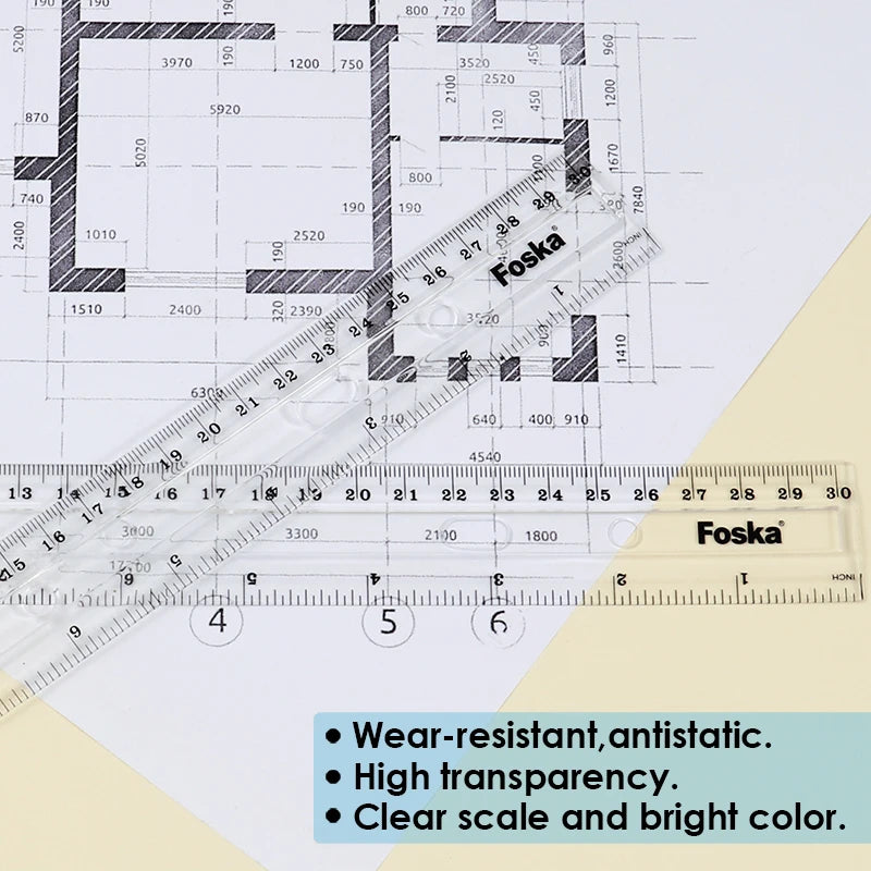 Wide Plastic Straight Ruler 30cm