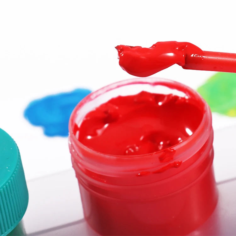 Washable Liquid Tempera Paint Set – 6 Colors with Brush