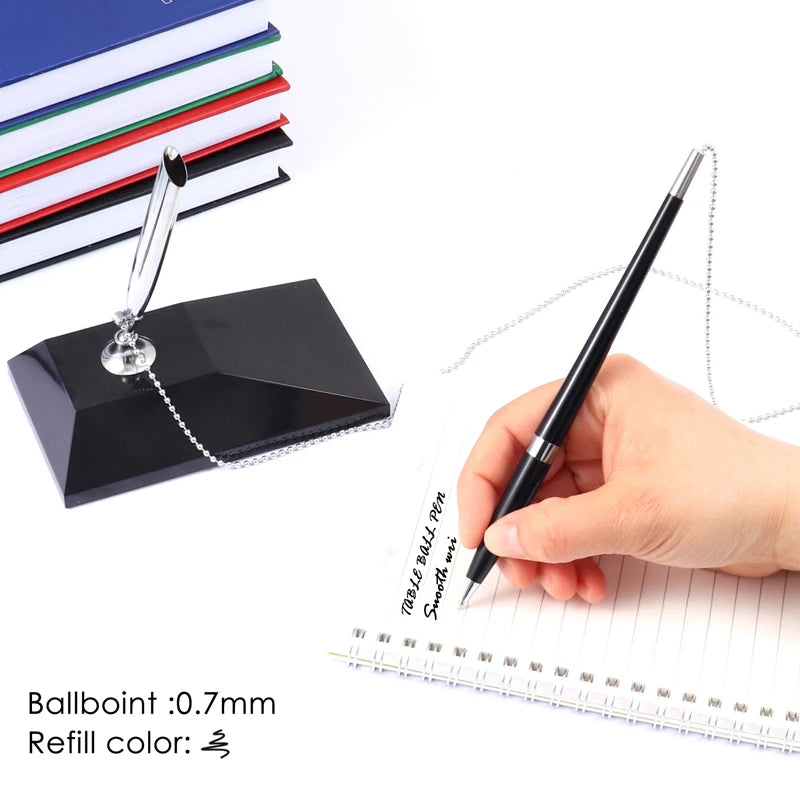 Rotatable Desk Ballpoint Pen with Chain 0.7mm