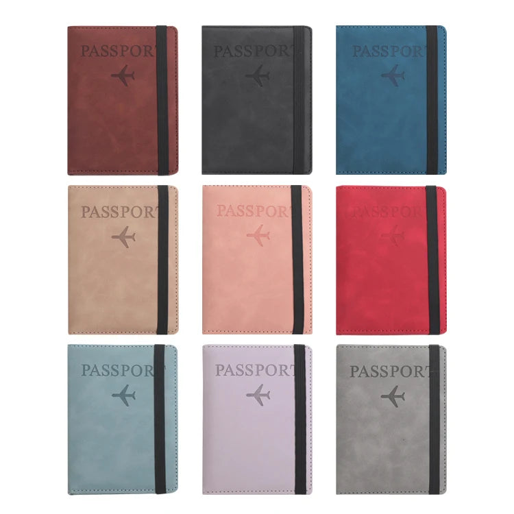 PU Leather Passport Holder Travel Wallet with 8 Card Slots