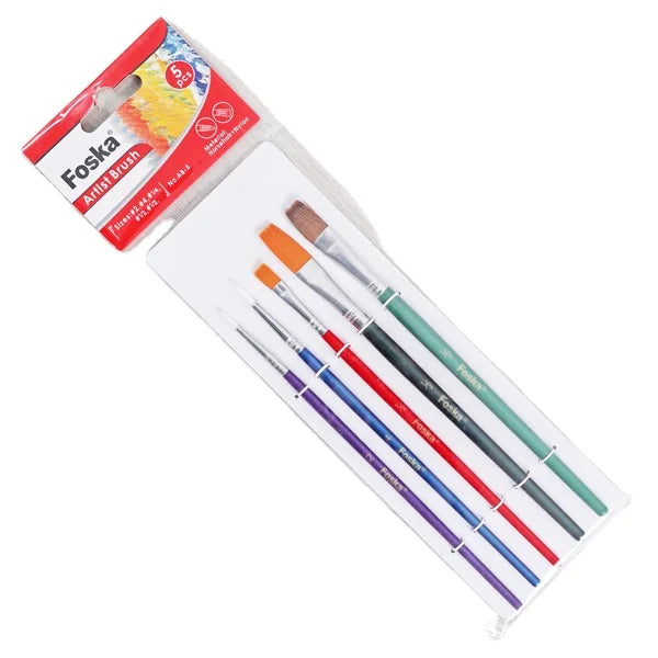 Flat Nylon Artist Paint Brush Set – 5 Pieces