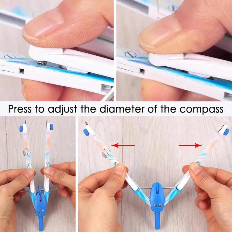 Metal Math Compass and Divider Set with Pencil and Eraser