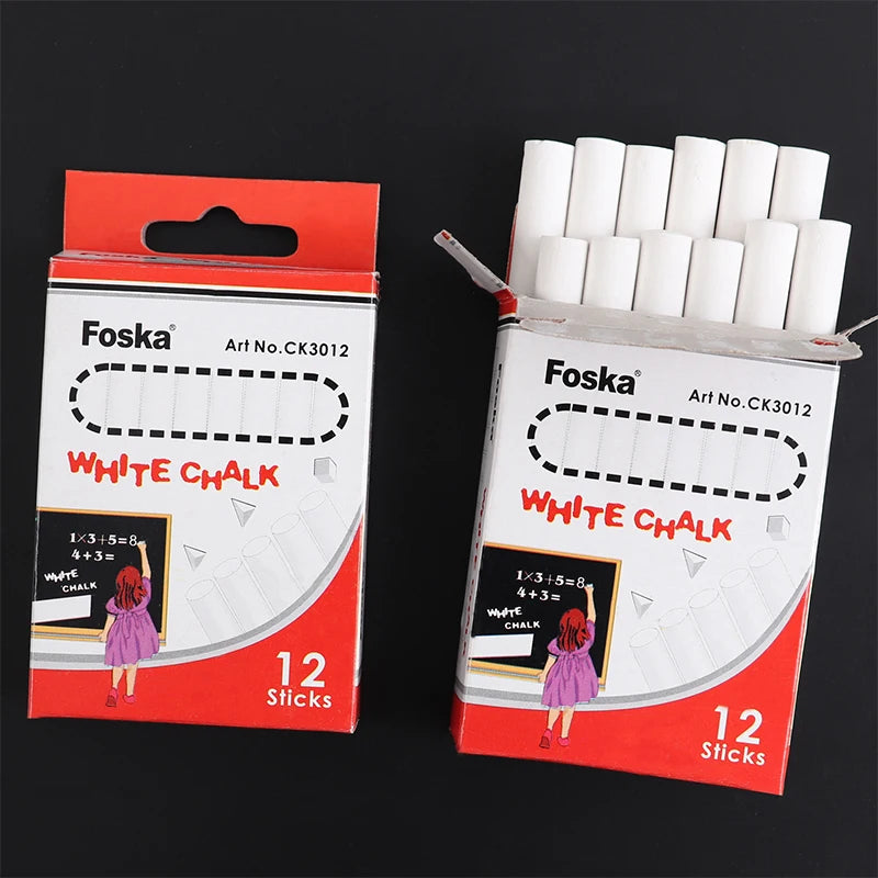 Dustless White Blackboard Chalk – Box of 12