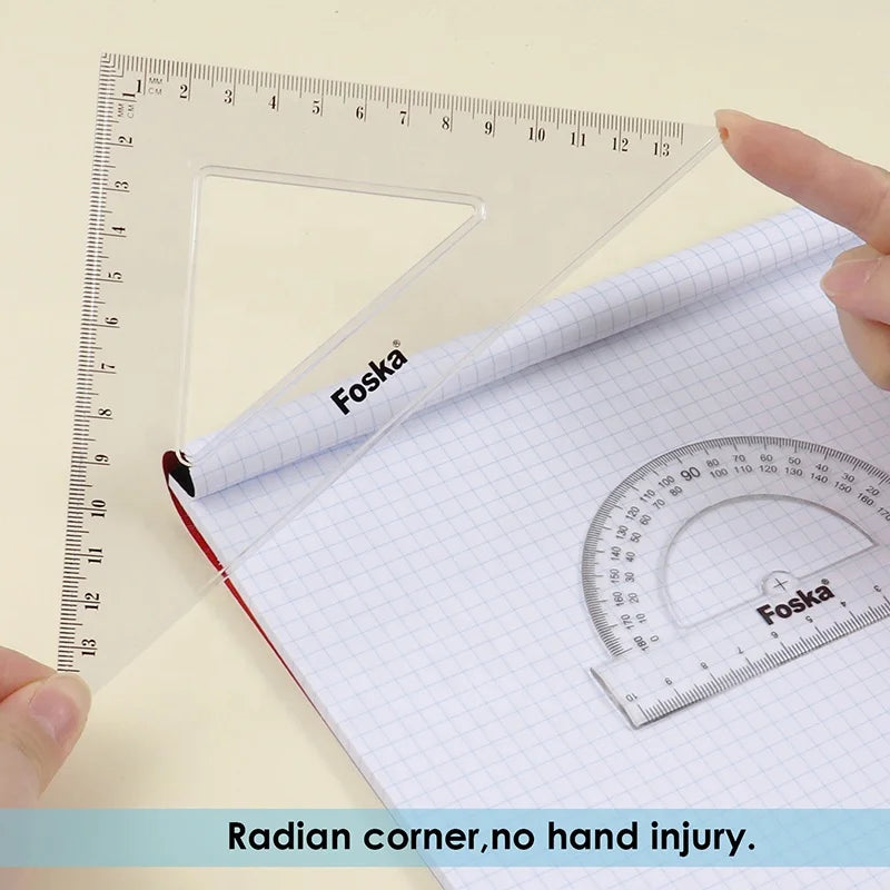 Geometry Ruler Set with Protractor – 4 Pieces