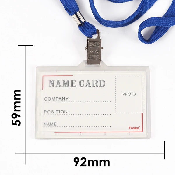 Hard Clear PP ID Badge Holder with Lanyard 92 x 59mm