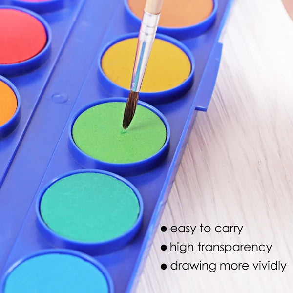 Solid Watercolor Paint Set – 12 Colors with Brush