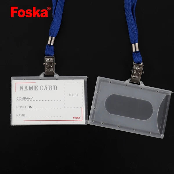 Hard Clear PP ID Badge Holder with Lanyard 92 x 59mm