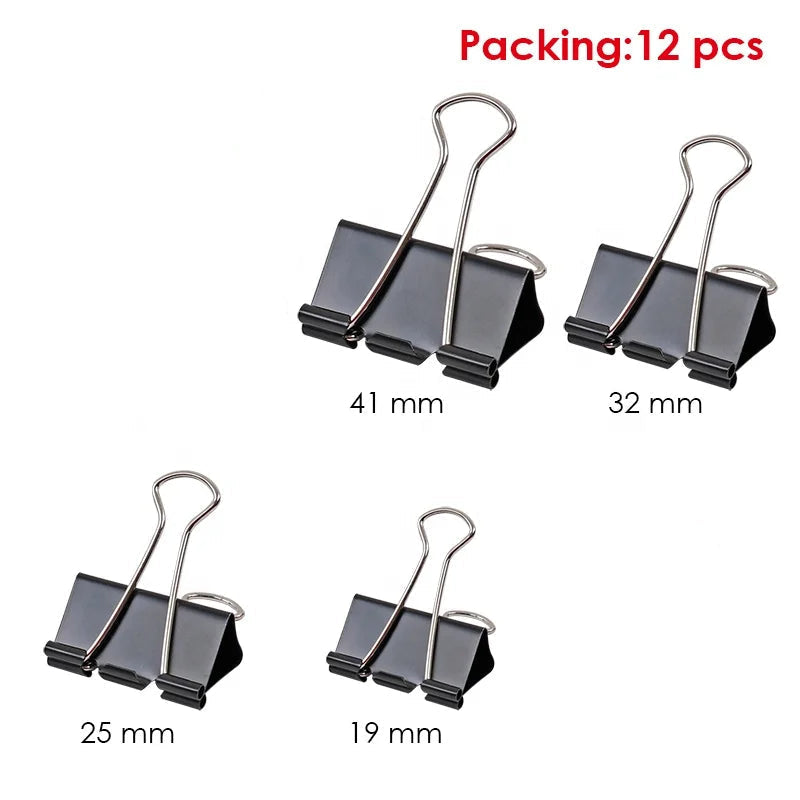 Black Binder Clips – Box of 12