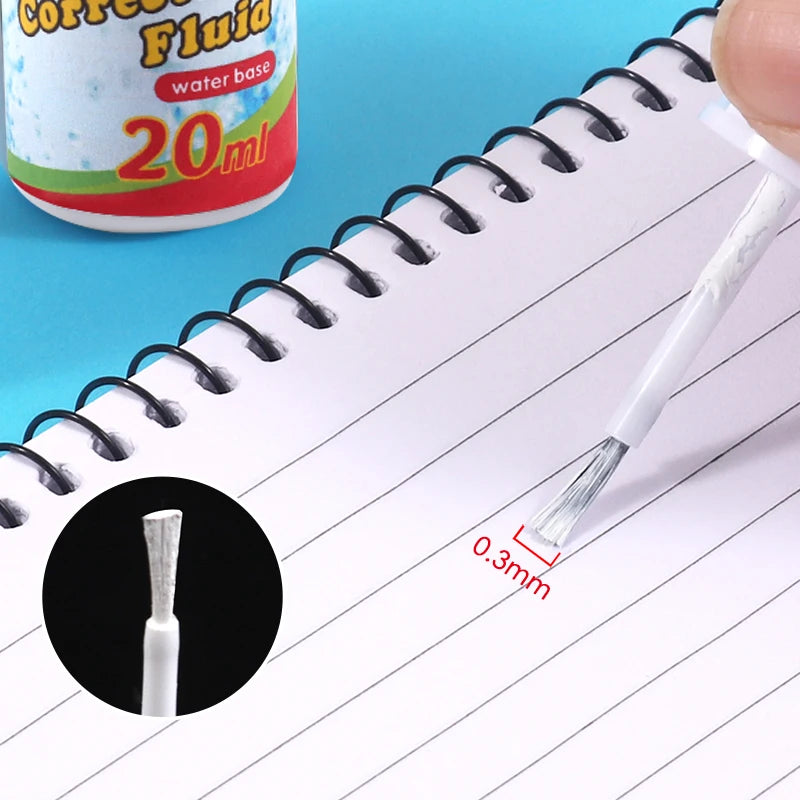 Correction Fluid Pen 20ml with Metal Tip Brush