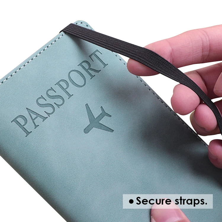 PU Leather Passport Holder Travel Wallet with 8 Card Slots