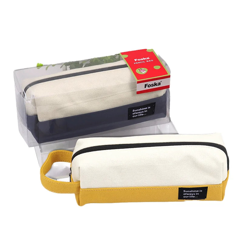 Canvas Large Capacity Pencil Bag with Zipper