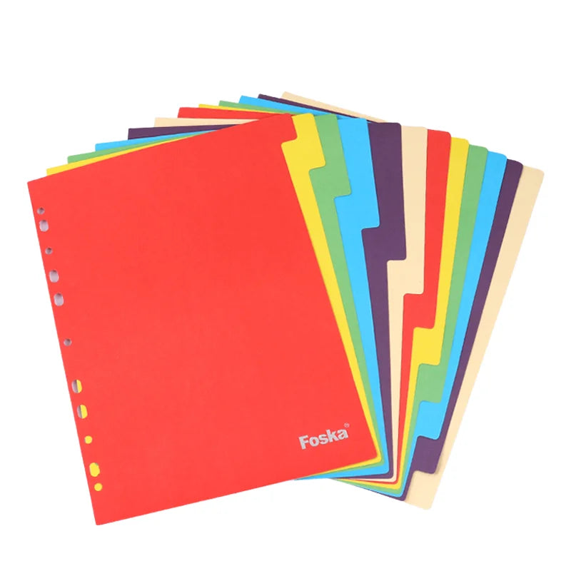 A4 Paper Index Dividers – 12 Tabs, Assorted Colours