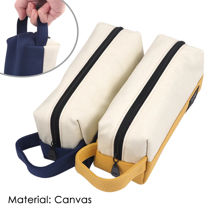 Canvas Large Capacity Pencil Bag with Zipper