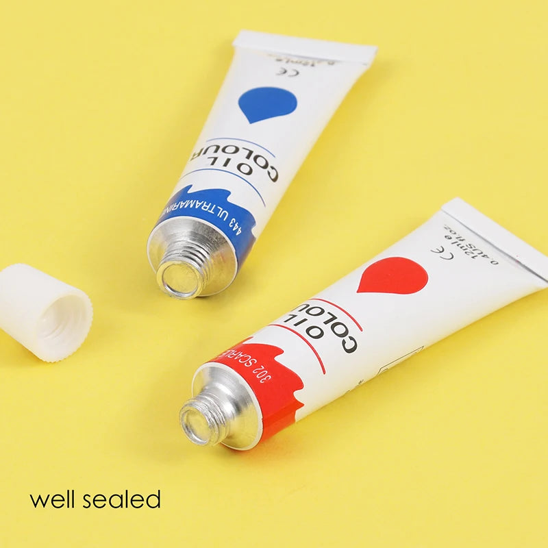 Non-Toxic Oil Colour Paint Set – 12 Colours, 12ml Tubes