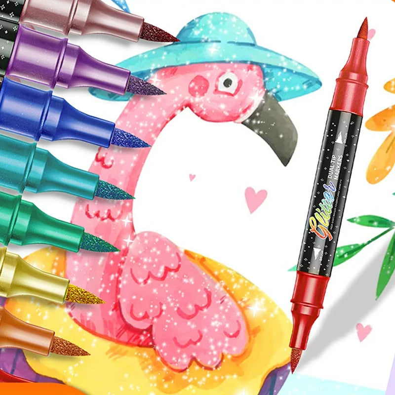 Non-Toxic Glitter Dual-Tip Markers