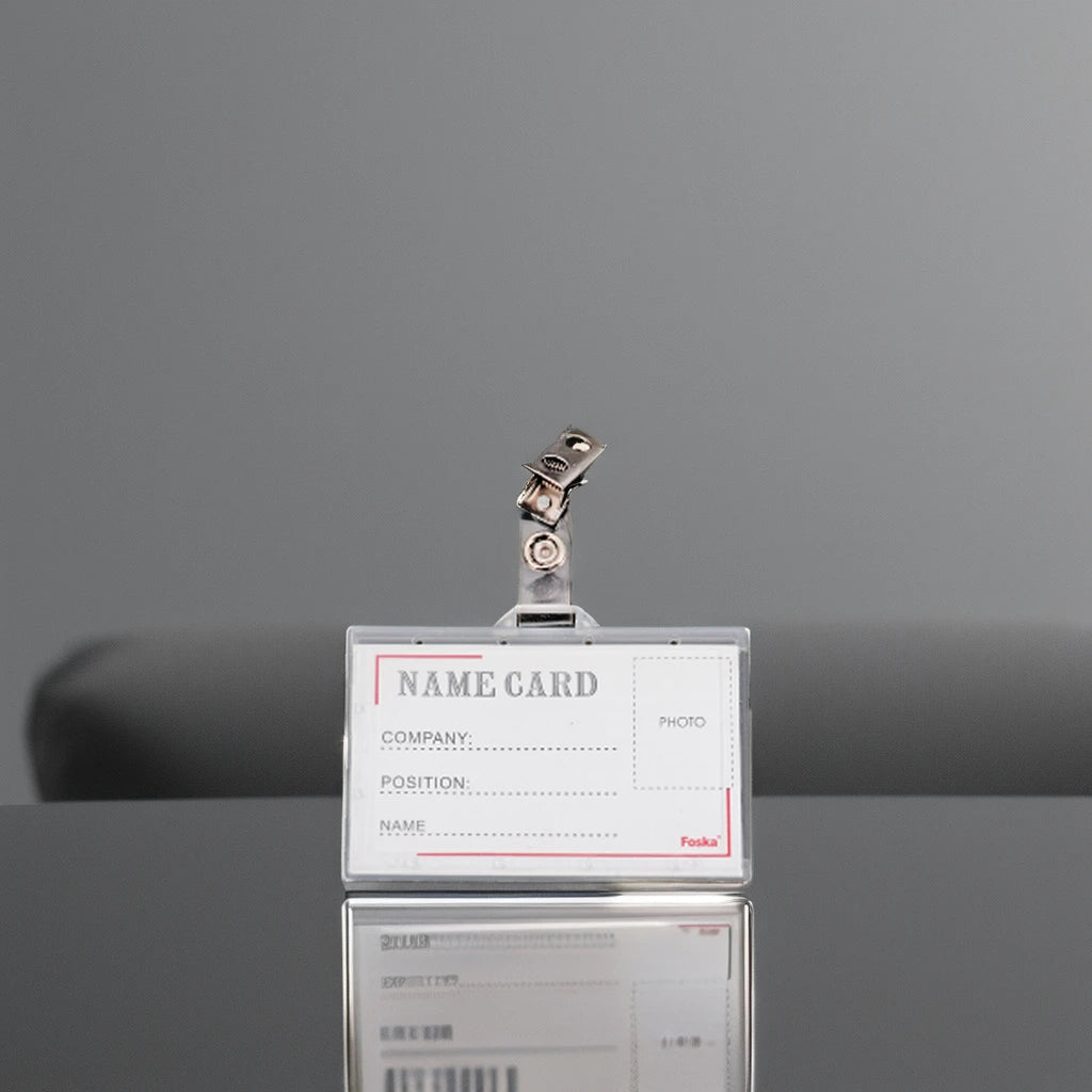 Hard Clear PP ID Badge Holder with Metal Clip 92 x 59mm