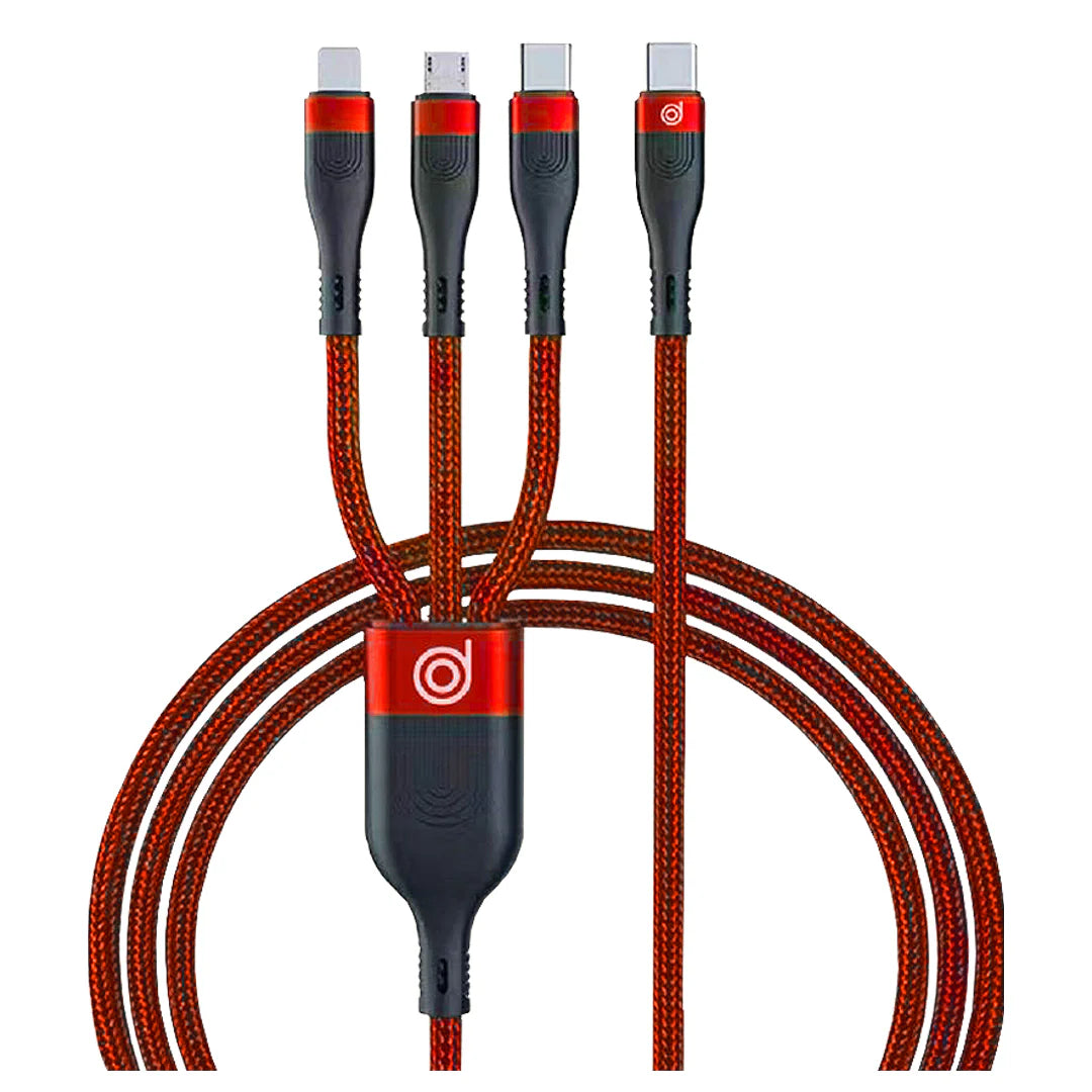 Digifon Cheetah 3-in-1 100W USB Cable (Type-C to 3 Ports) – Red