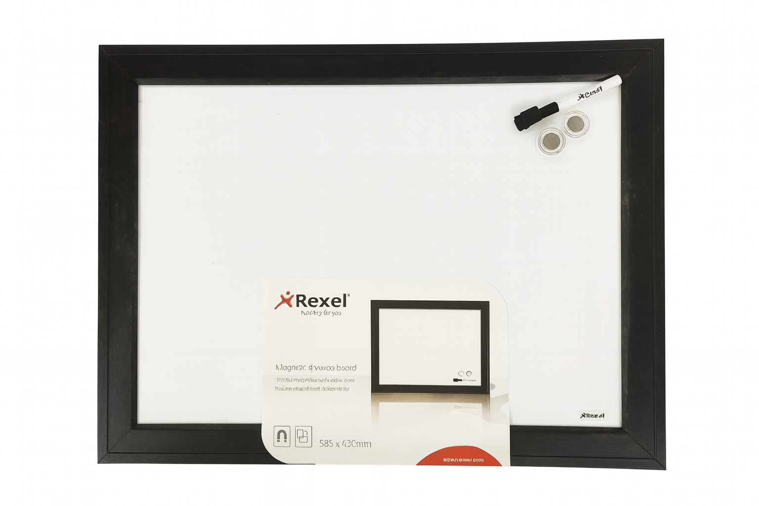 Rexel Magnetic Dry Wipe Board 585 x 430 mm Black Frame
