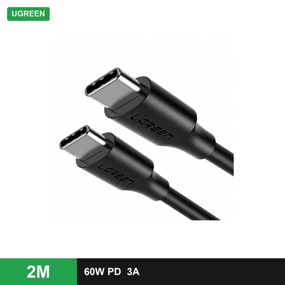 UGREEN USB-C to USB-C PD Fast Charging Cable 60W 3A (Black, US286) - 2 m - Office R Us