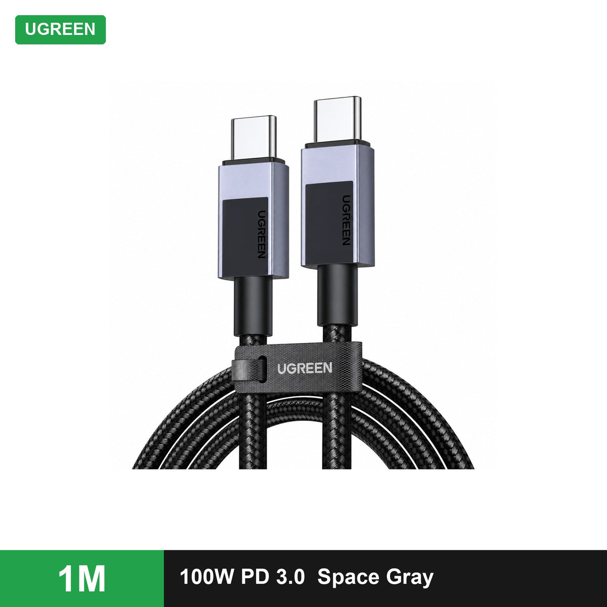 UGREEN USB-C to USB-C PD Fast Charging Cable 100W Braided (Space Gray, L512) - Office R Us Lagos