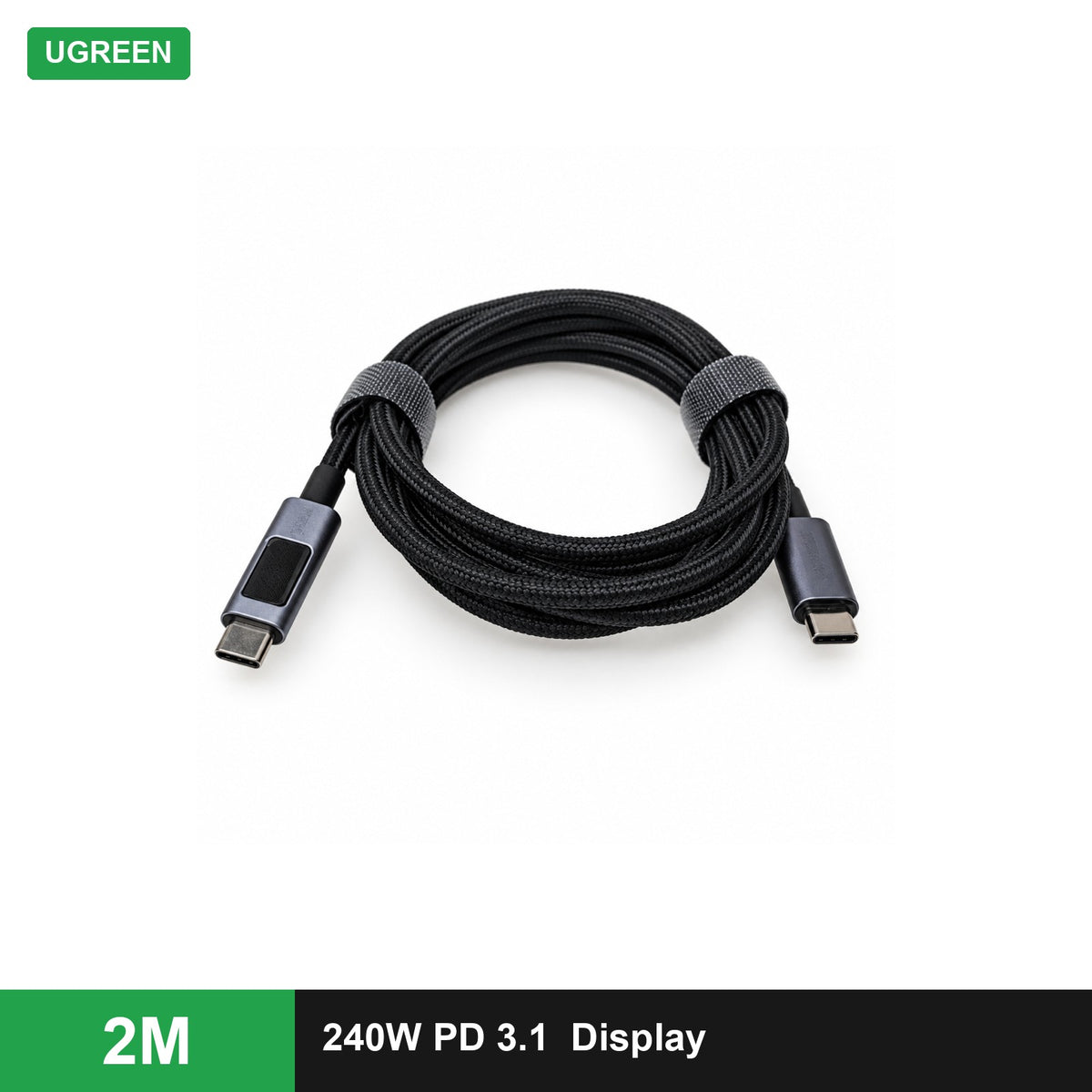 UGREEN USB-C to USB-C PD Fast Charging Cable 240W with Digital Display (Black, L530) - 2 m - Office R Us