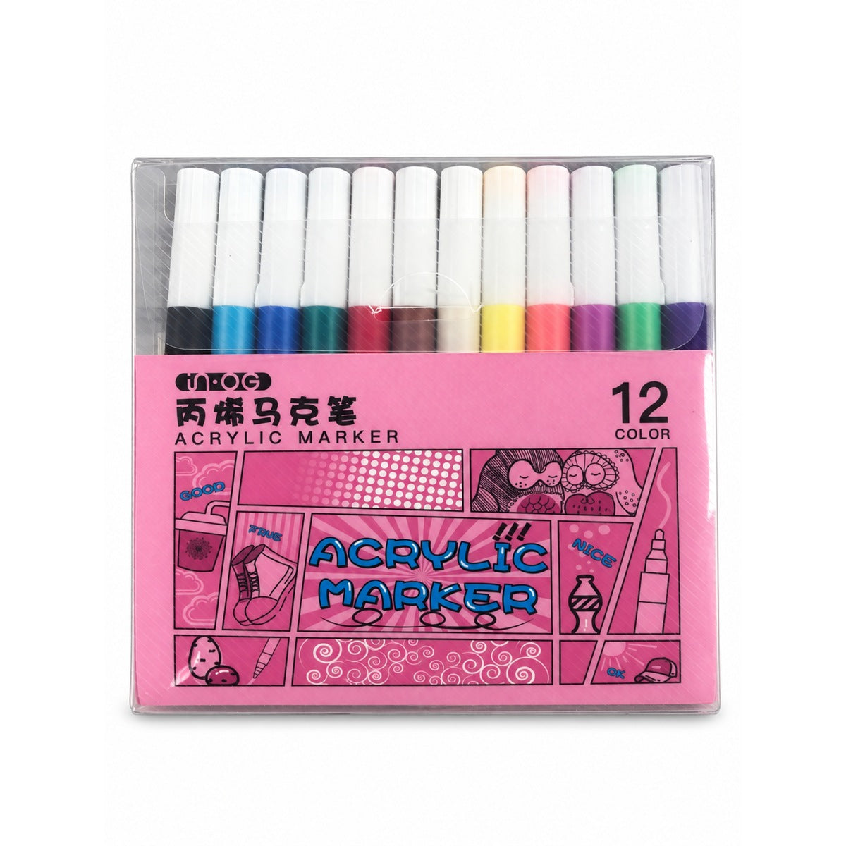 Foska Acrylic Paint Markers set of 12, case front