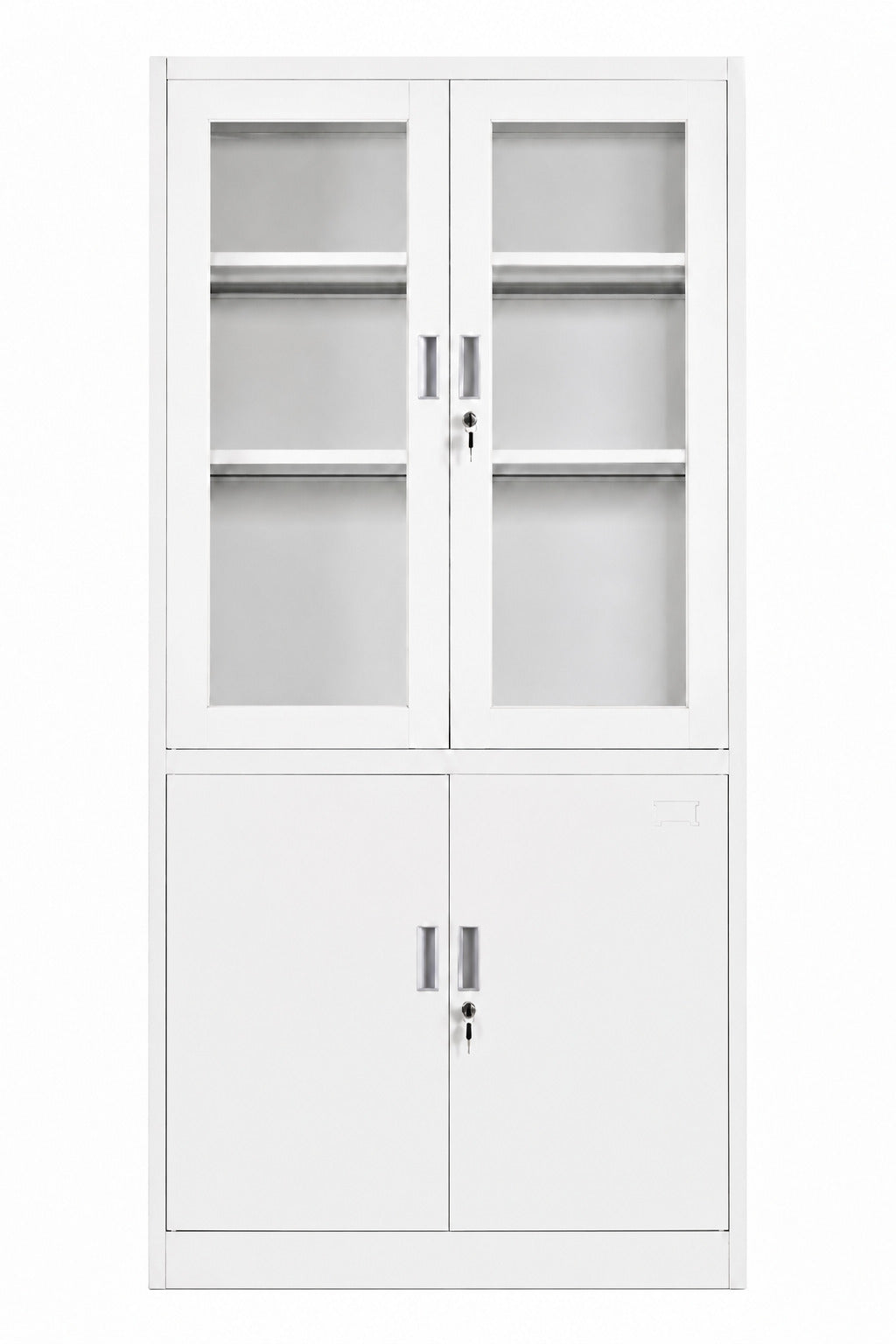 Glass Upper Door Storage Cabinet with 3 Shelves - White - Office R Us