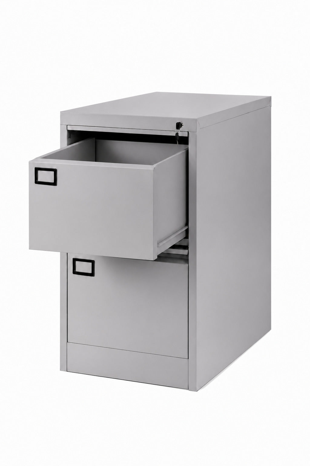 2-Drawer Vertical Metal Filing Cabinet - Drawer Open - Office R Us