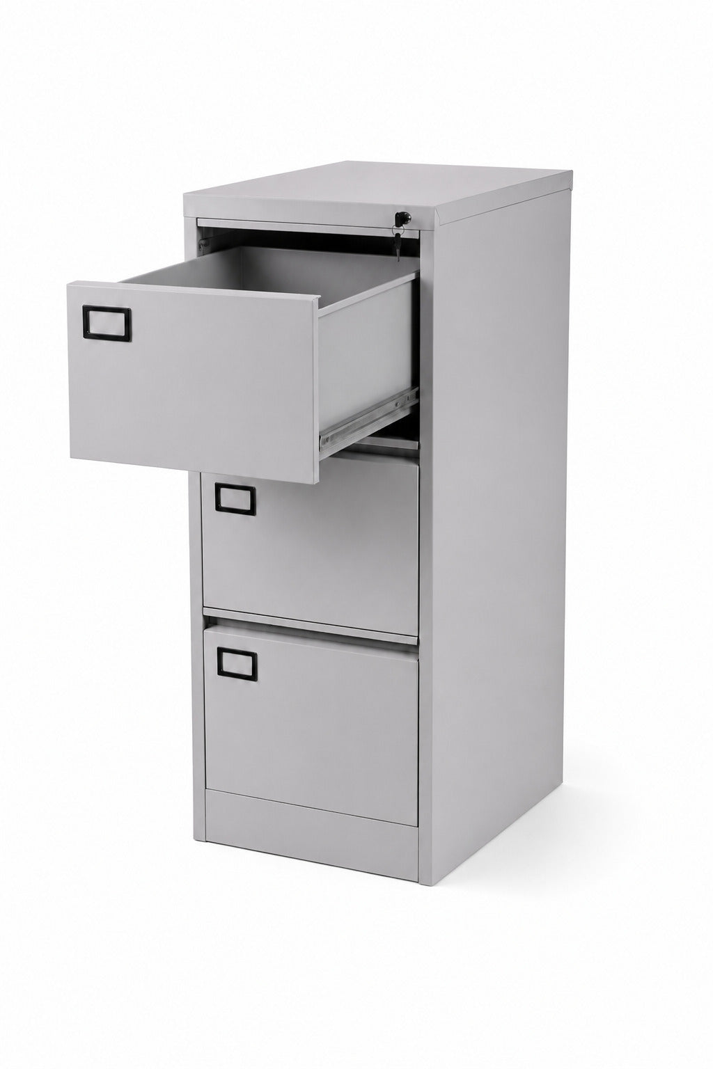 3-Drawer Vertical Metal Filing Cabinet - Drawer Open - Office R Us