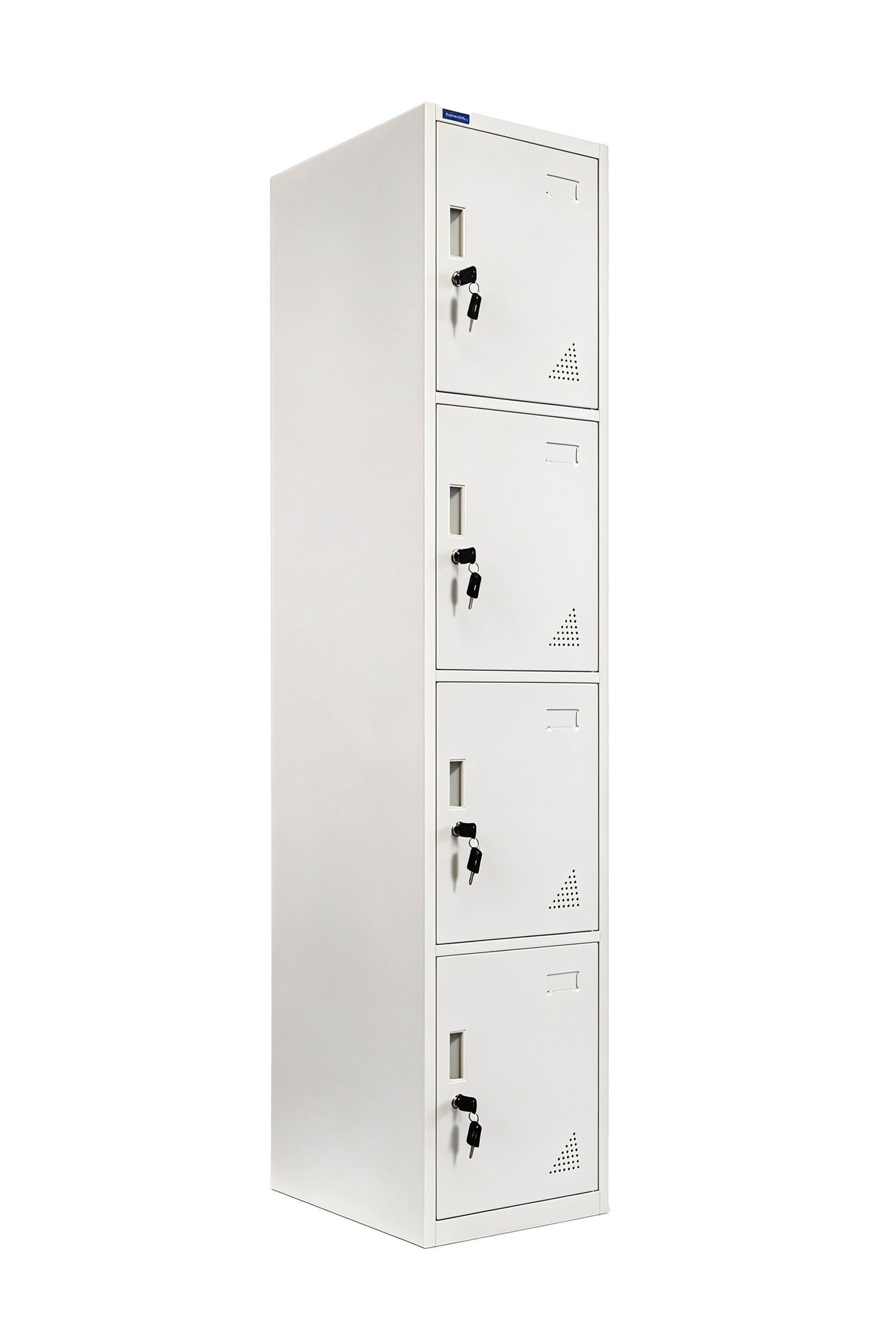 4-Door Steel Locker - Grey Angled View - Office R Us