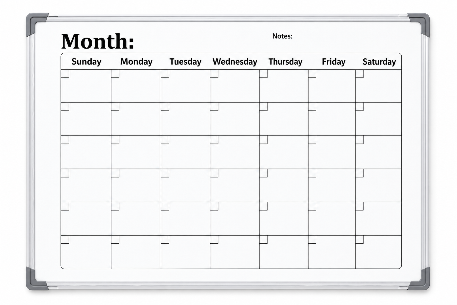 60 x 45cm Magnetic Monthly Whiteboard - Image 2 - Office R Us