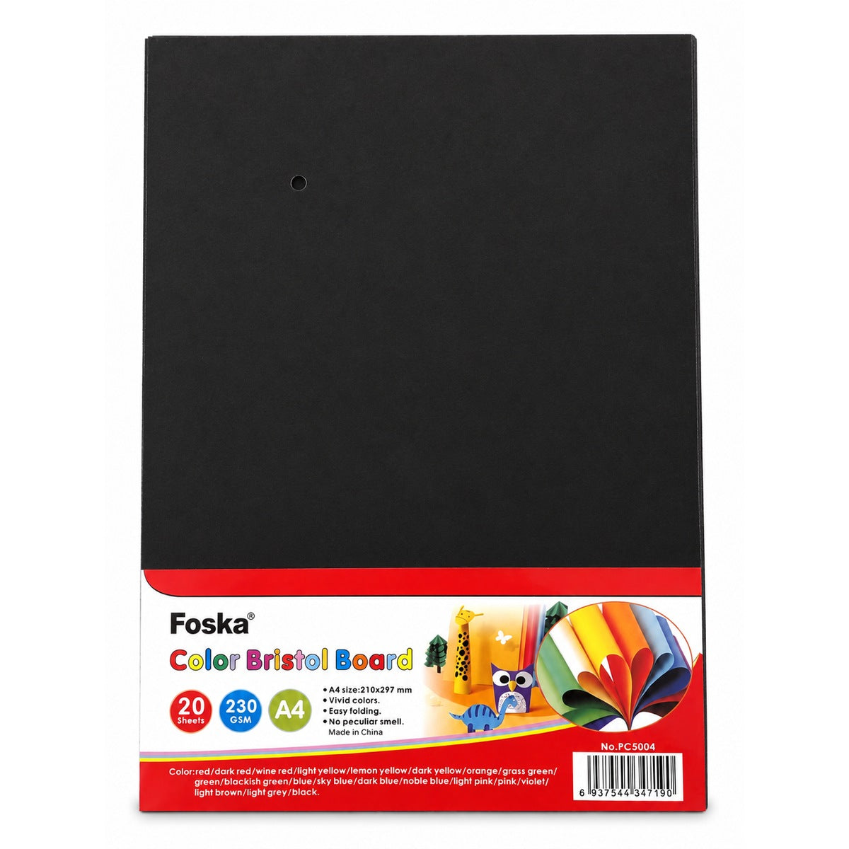 Foska Bristol board A4 pack, black